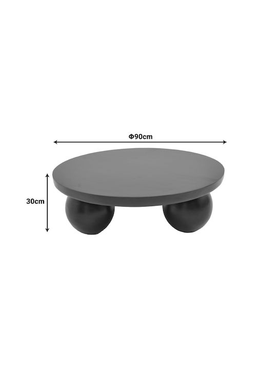 Round Central Coffee Table Fedena Made of Solid Wood Ø90 L90xW90xH30cm