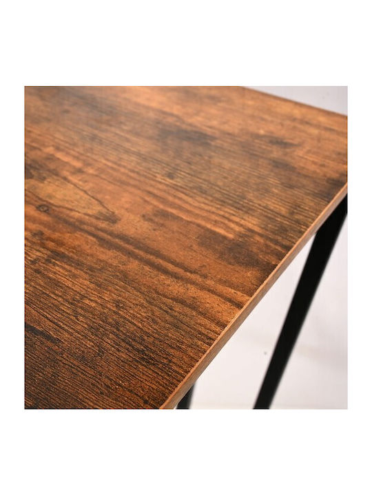 Rechteckiger Beistelltisch Holz mit Rädern Schwarz M50xB35xH60cm Zola