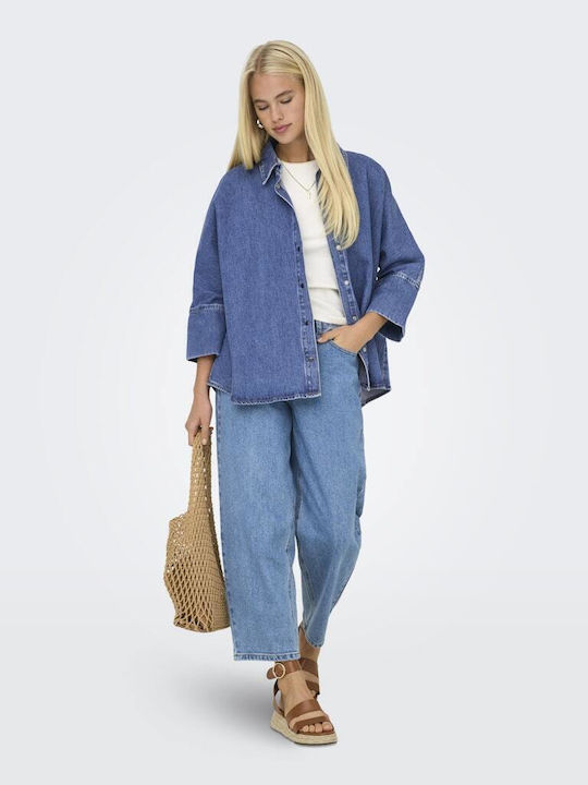 Langärmeliges Damen Denim Hemd Blau