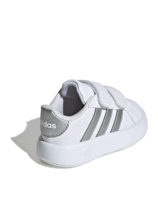 Grand Court 2.0 Kids Sneakers with Hoop & Loop Closure White / Silver