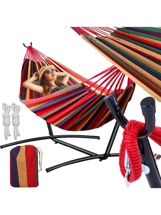 Fabric Hammock with Stand Multicolour 265x100x95cm