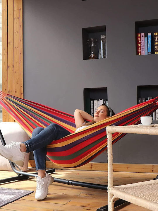 Fabric Hammock with Stand Multicolour 265x100x95cm