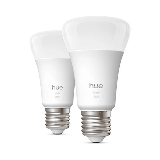 Philips Smart Bulbs 'hue White A60' LED for E27 Socket Warm White 810lm 2 Pieces