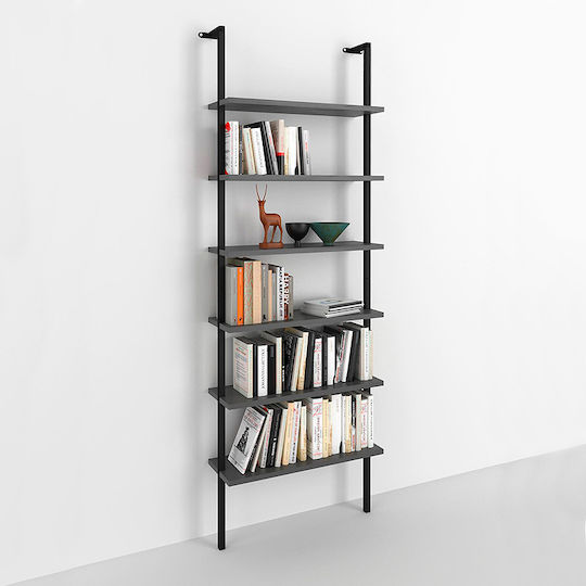 Bookcase Madison Black / Anthracite 60x20x183cm