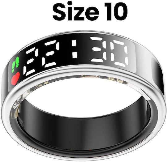 Avizar Saturn Smart Ring 19.8mm Αδιάβροχο με Παλμογράφο Ασημί
