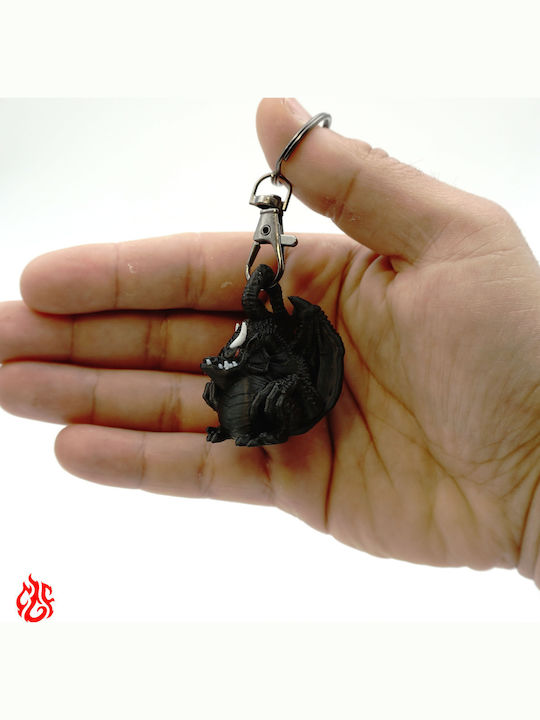 Breloc Mic 3D Imprimat Dragon Negru Dungeons Dragons