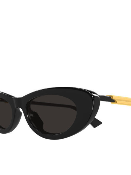 Bottega Veneta Unisex Sunglasses with Black Horn-Rimmed Frame and Black Lens BV1447S 001