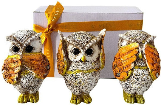 Velve Σετ Διακοσμητικές Κουκουβάγιες 10x5cm 3τμχ