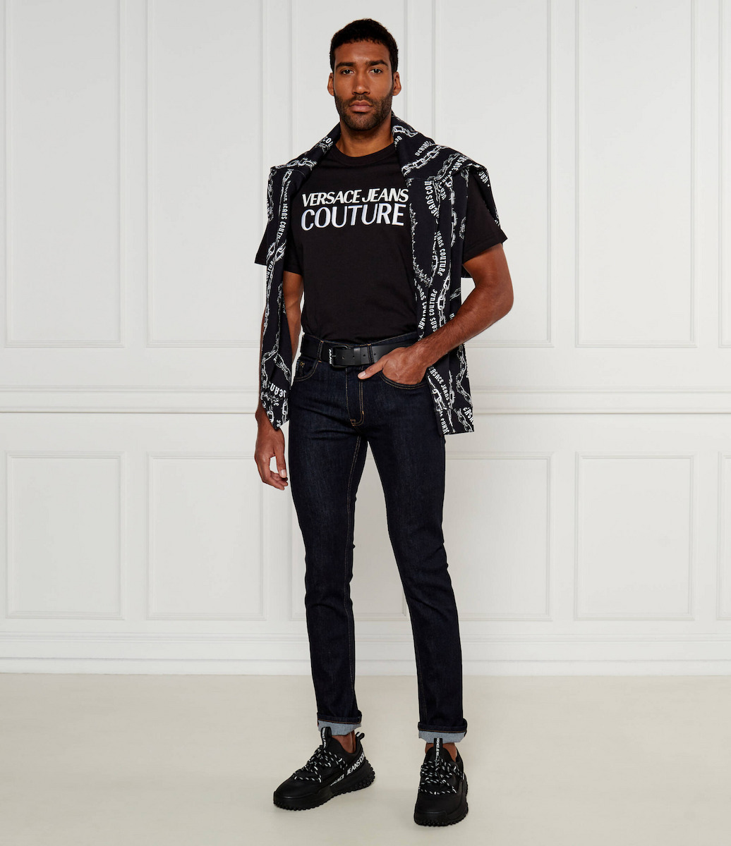 Versace Bluza Tricou Cu Mânecă Scurtă Neagră 80GAHT01CJ00T-899