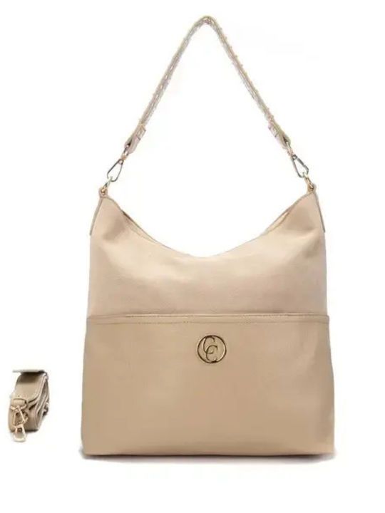 Damen-Schulter-/Crossbodytasche aus beigem Wildleder