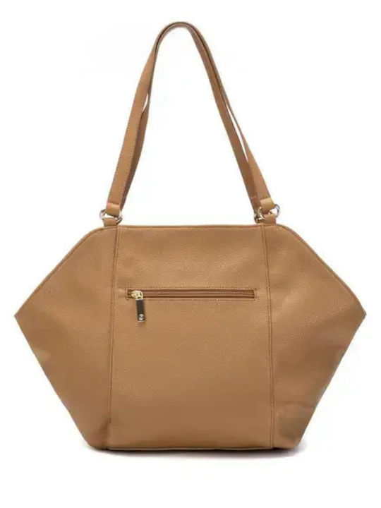 Damen-Schultertasche aus Wildleder in Camel