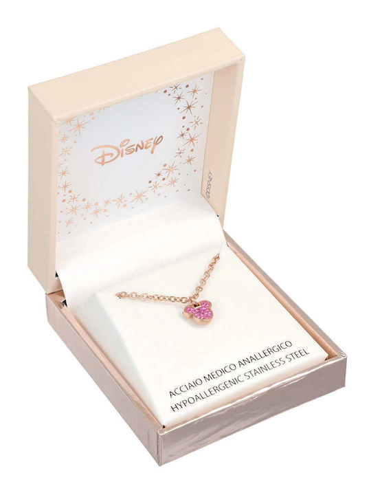Disney Κολιέ από Ροζ Επιχρυσωμένο Ατσάλι με Ζιργκόν