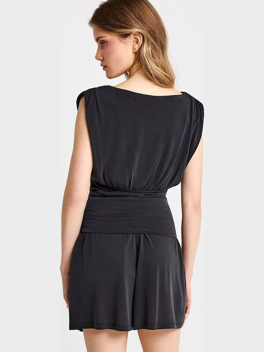 Women's Sleeveless Blouse with V Neckline Black