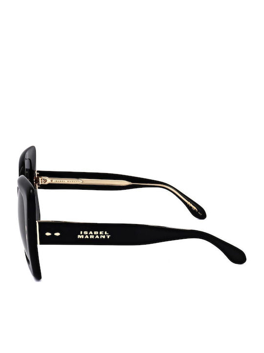 Isabel Marant Women's Sunglasses with Black Horn-Rimmed Frame and Black Lens