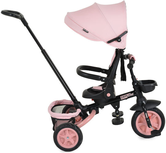 Byox Entdecke Klappbares Kinderdreirad mit Elterngriff für 12 Monate Rosa