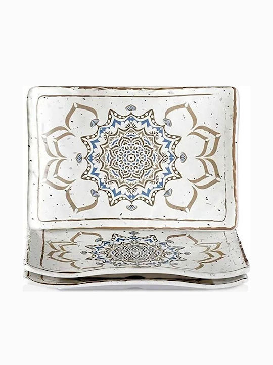 Raki Platou Decorativ Rectangular Din Porțelan Alb 19x13x2.1cm