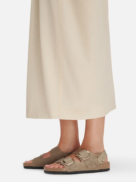 Milano Leder Flache Damen Sandalen Braun Schmal Passform