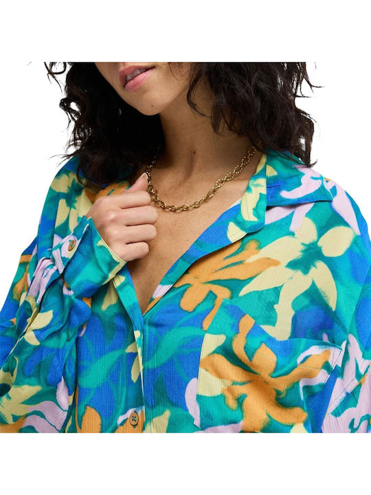 Summer Mini Shirt Dress Agua Flores