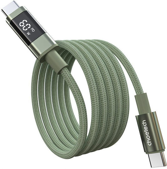 Choetech USB 2.0 Cable USB-C Male - USB-C 60W PD Green 1.2m