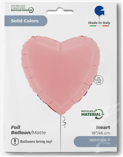 Balloon Heart Foil Pink Matte 45cm