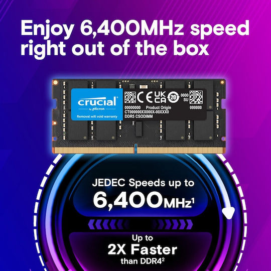 Crucial DDR5 με Module 1x24GB και Ταχύτητα 6400 για Laptop