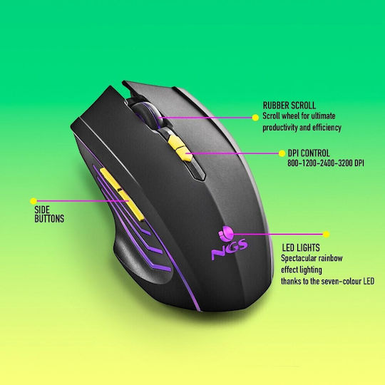 NGS GMX-200 Wireless Gaming Mouse 3200 DPI Black