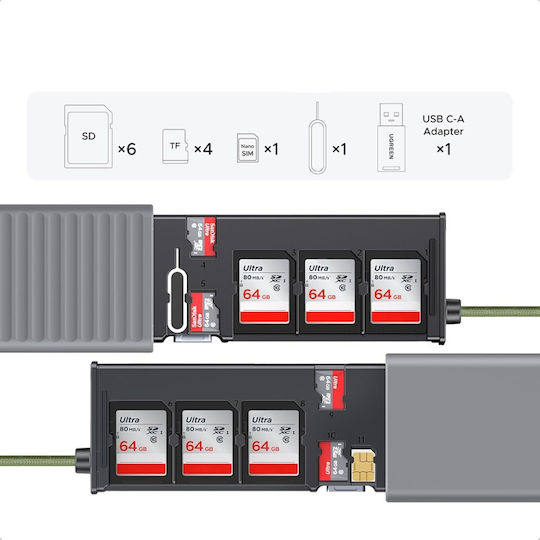Ugreen Cm856 Kartenleser Typ-C für SD/microSD Graue