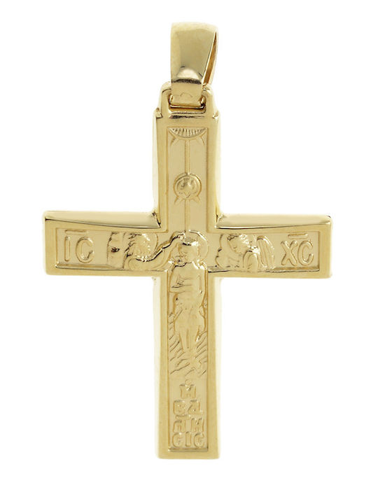 Senzio Belibasakis Men's Gold Cross 14K Double Sided with Chain