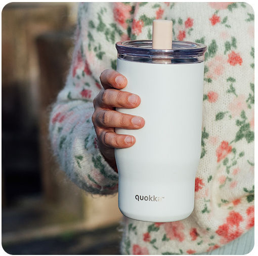 Quokka Stainless Steel Thermos Bottle BPA Free 720ml Ivory with Straw
