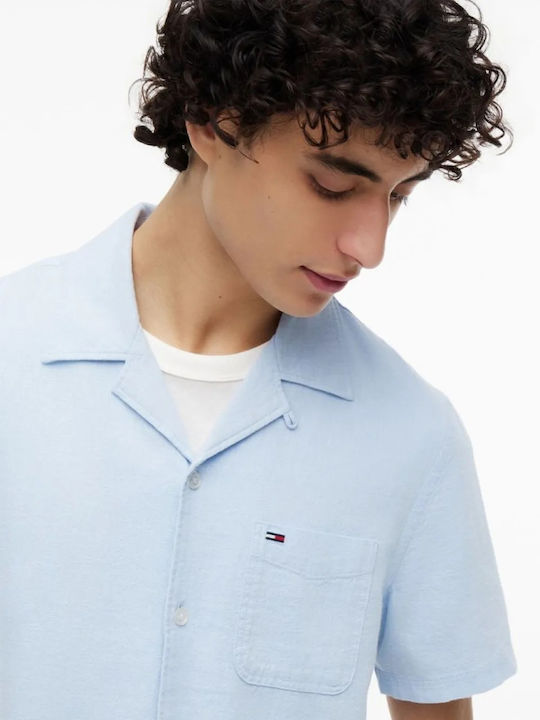Tommy Hilfiger Cămașă Din In Albastru Deschis