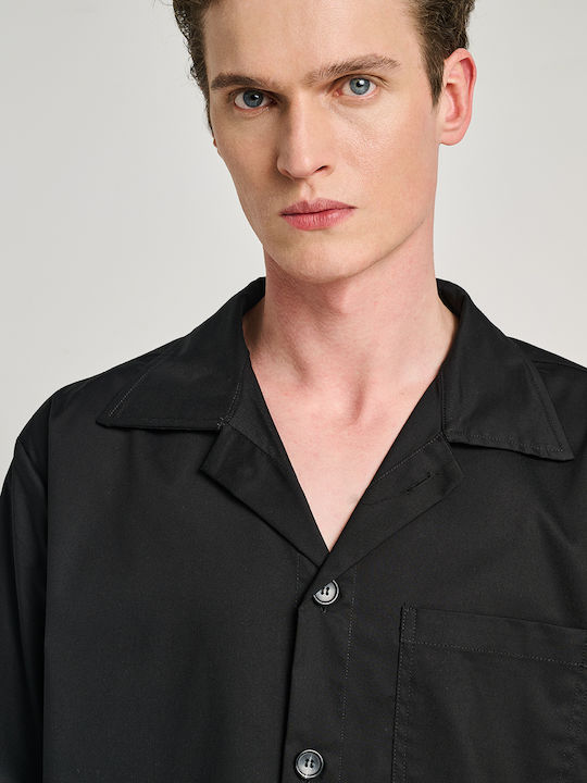 Long Sleeve Overshirt in Regular Fit Black