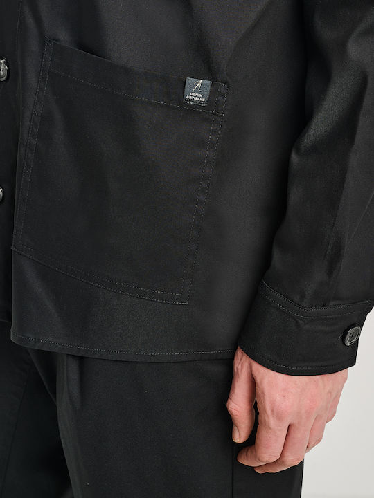 Long Sleeve Overshirt in Regular Fit Black