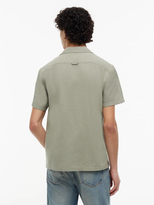 Short Sleeve Linen Shirt Khaki