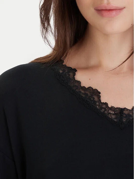 Ysabel Mora Winters Damen Schlafanzug Set Schwarz