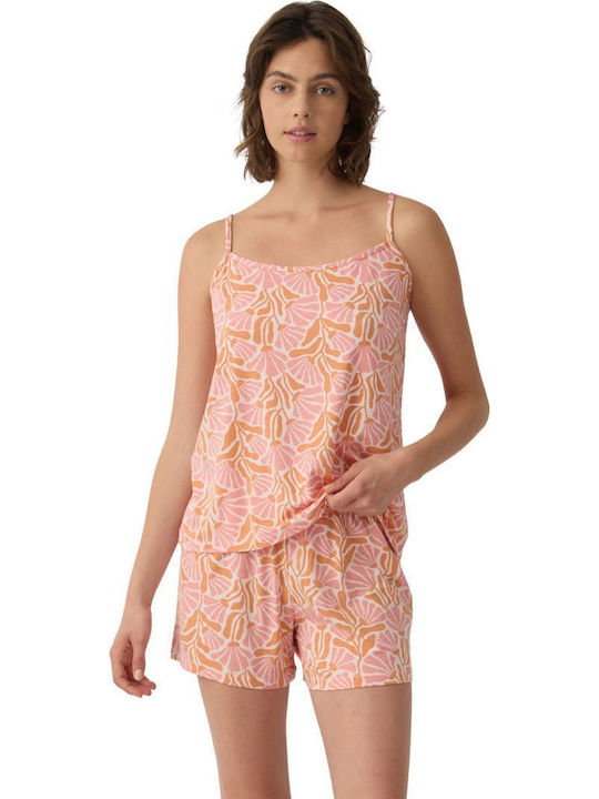 Minerva Set Pijamale Dama de Vară Roz Corai