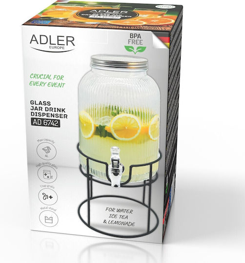 Adler Дистрибутор На Напитки Стъклен С Чешма 4л