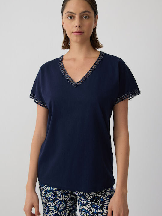 Minerva Summer Women's Cotton Blue Pyjama Set Boheme
