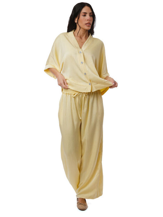 Yellow Set Wide-Leg Trousers Outerwear