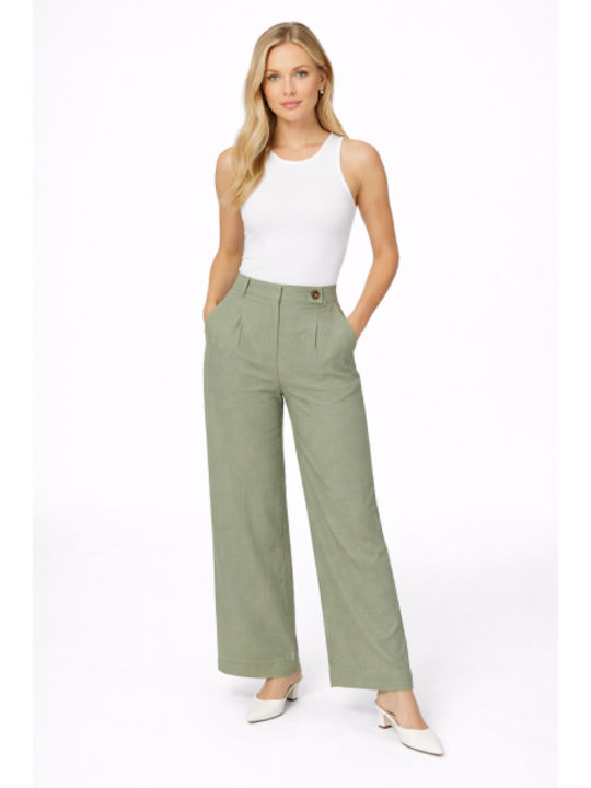 Women's Linen Pantaloons in Regular Fit Turquoise SU-3560-26TR-VER