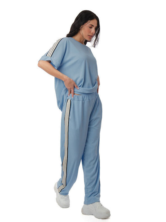 Set Pantaloni Albastru Deschis Ripped Bluza