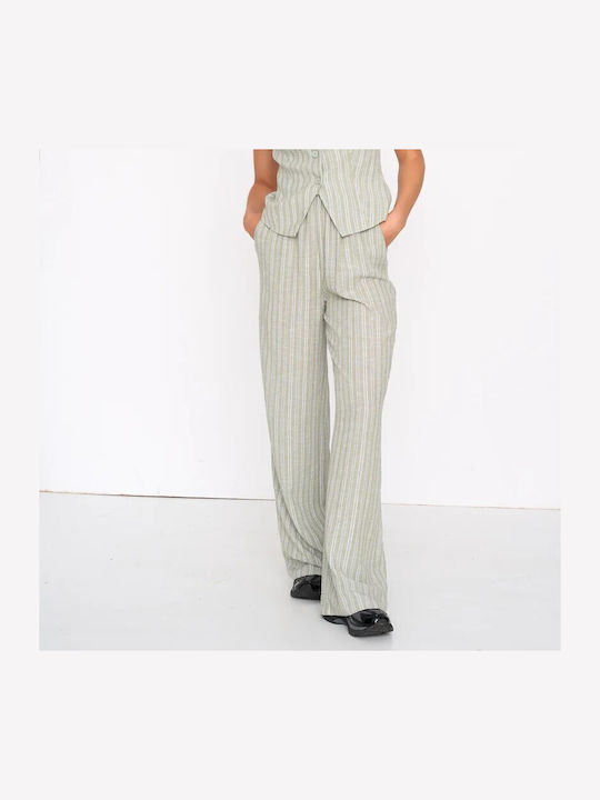 Women's Fabric Trousers in Relaxed Fit Green