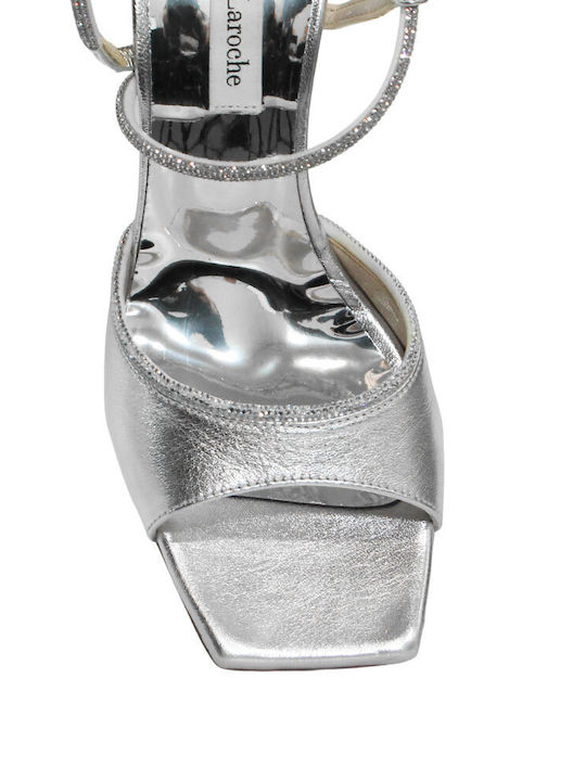 Damen Sandalen Silber Leder