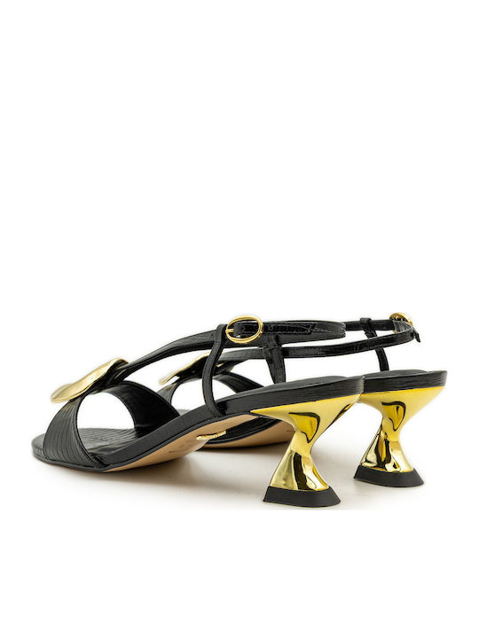 Damen Sandalen Schwarz Leder