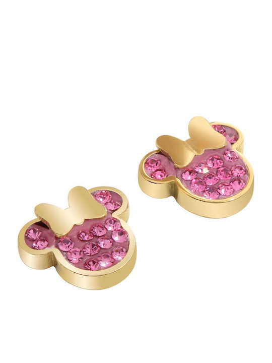 Disney Minnie Mouse Kids Stud Earrings with Stones Made of Steel