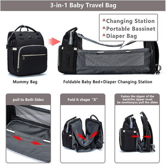 Lequeen Bag-Bed Shoulder/Hand Black 34x23x42cm
