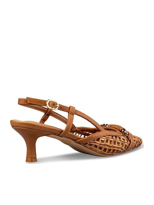 Heels with Thin Medium Heel Brown