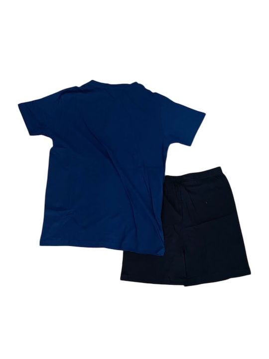 Ogham Sommer Herrenpyjama Bluse Blau