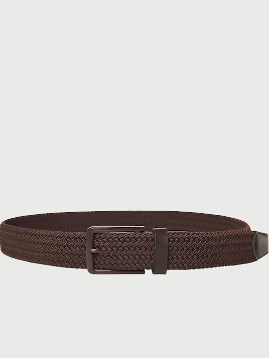 Elastic Men's Fabric Knitted Belt Brown