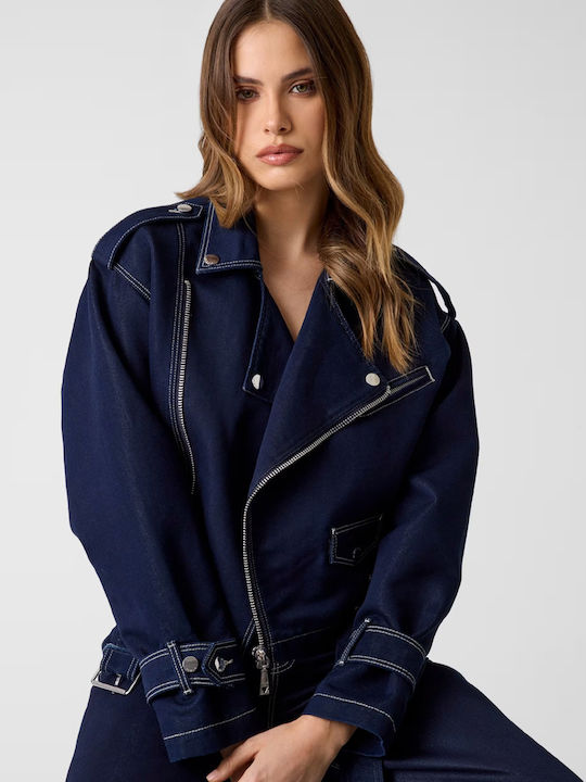 Langes Damen Jean Jacke Blau