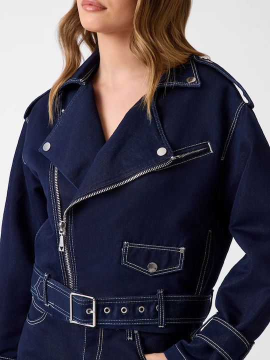Langes Damen Jean Jacke Blau